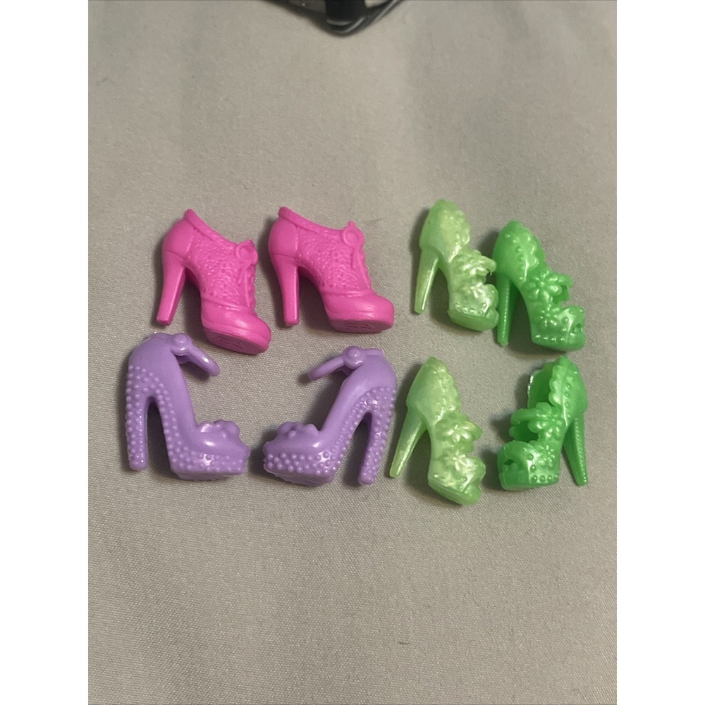 Mattel Barbie Doll Shoes Fashionistas Hot Pink Ankle High Heel Boot Green Purple